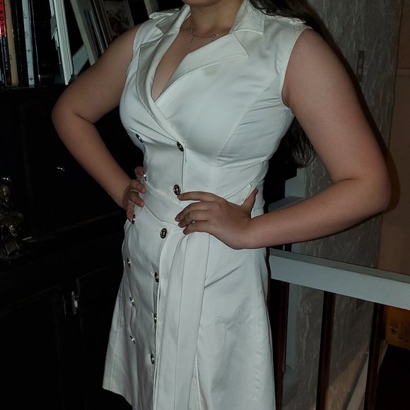 Calvin Klein Trench Dress in White - Picture 6 of 7